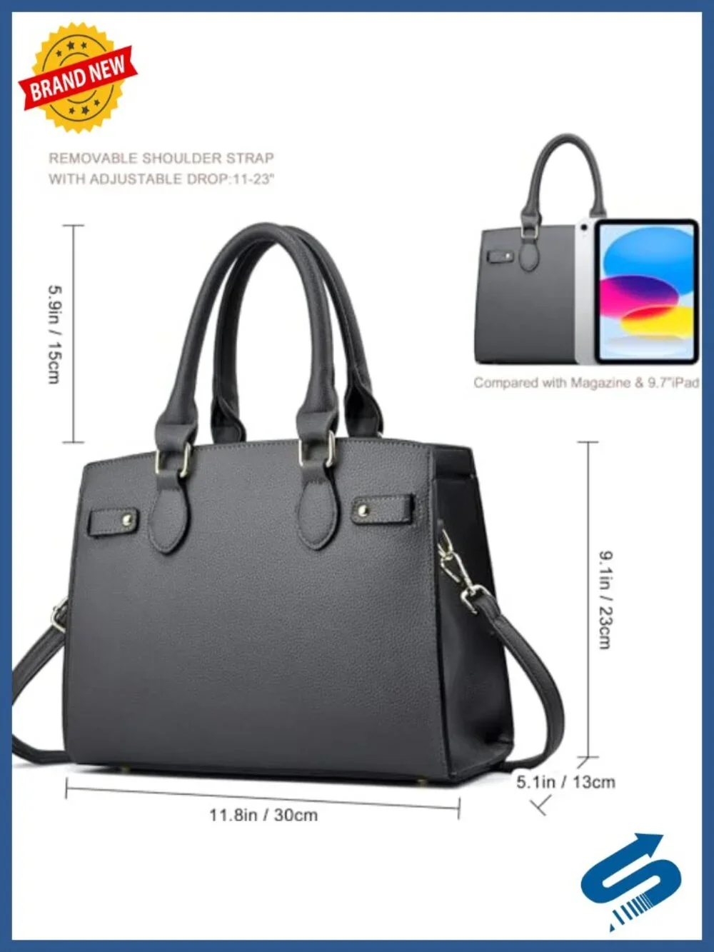 Faux Leather Satchel Tote Bag Top Handle Shoulder Crossbody Purse